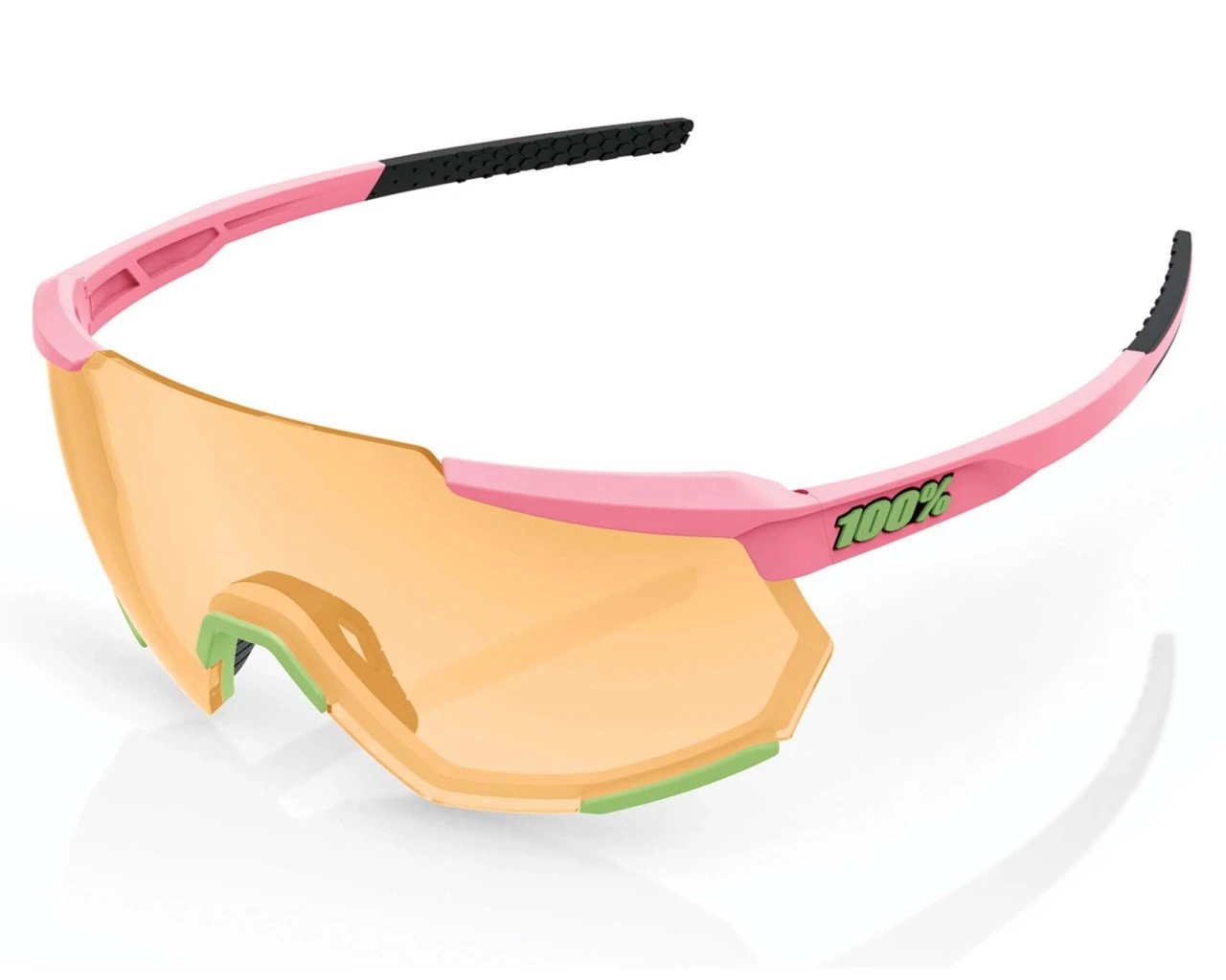 100% Racetrap Smoke Lens - Sport Sonnenbrille | Matte Washed Out Neon Pink