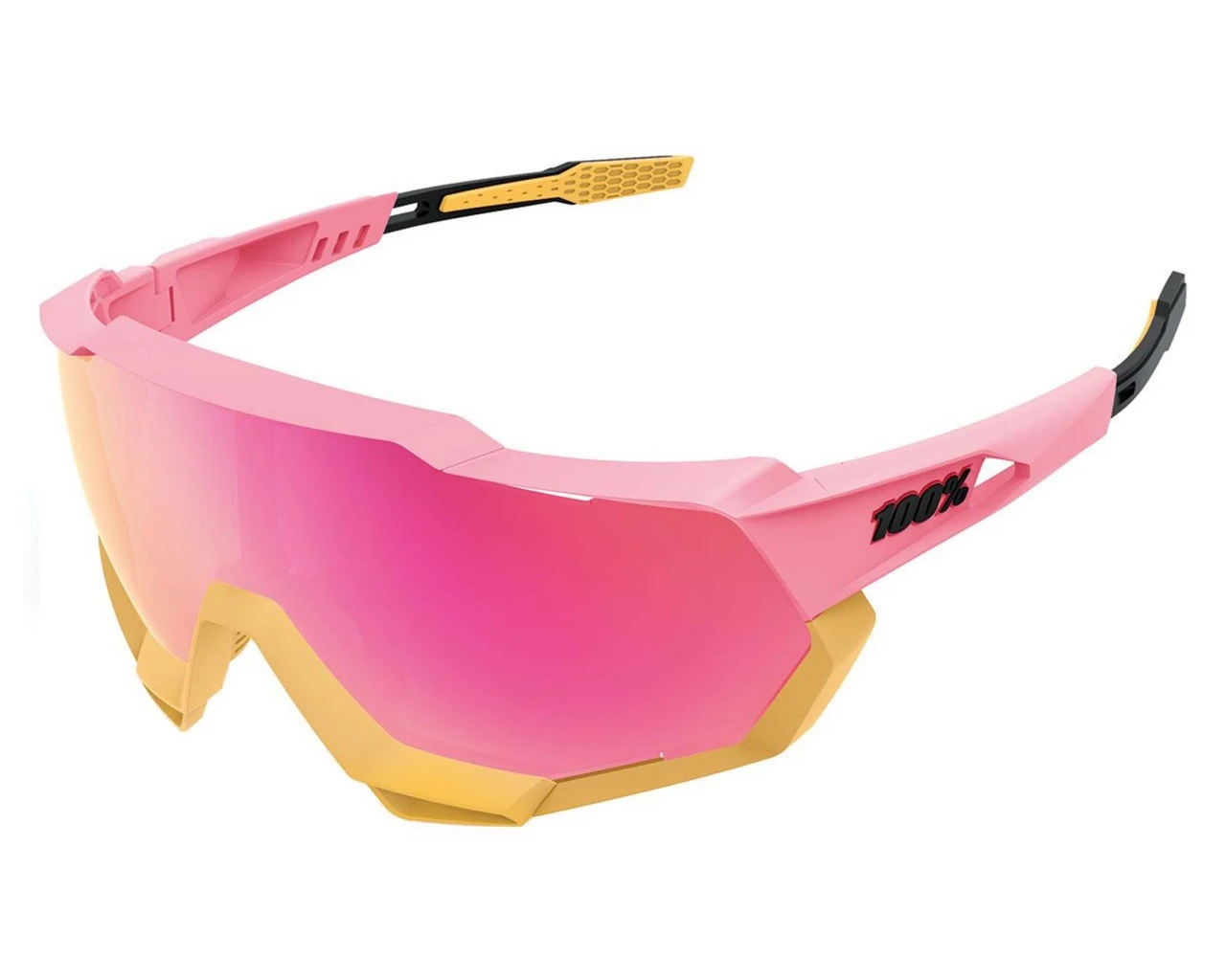 100% Speedtrap Sportbrille - Spiegelglas | Matte Washed Out Neon Pink