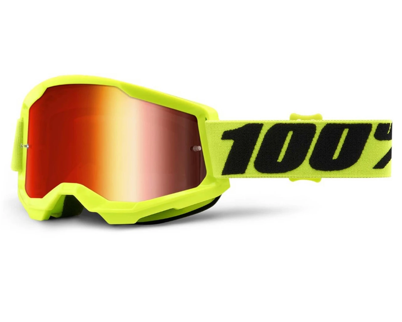 100% Strata 2 Goggle - Spiegelglas Sportbrille | Fluo Yellow