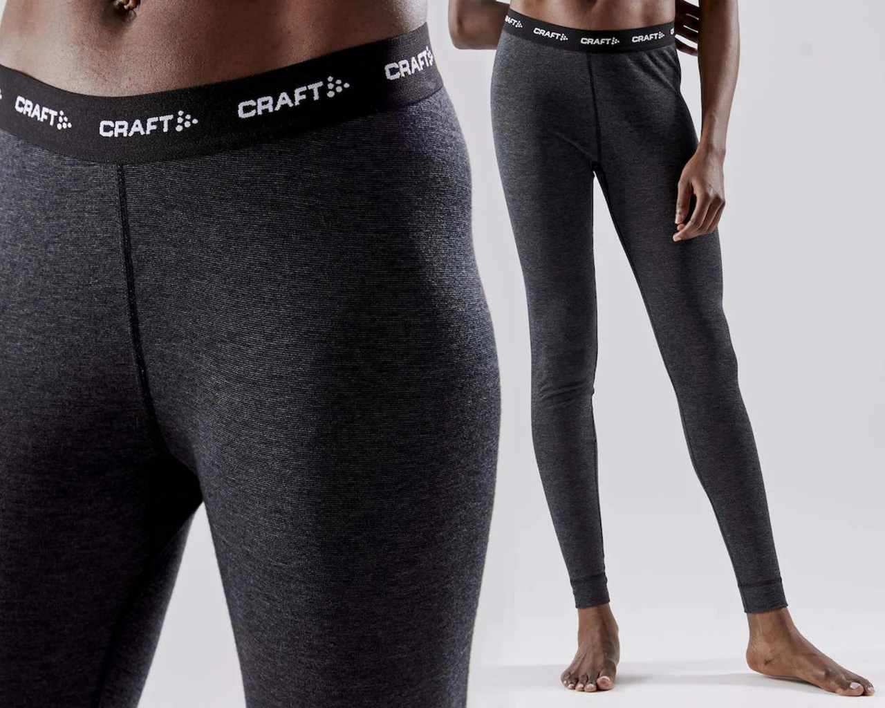 Craft Core Wool Merino Damen Baselayer-Set Lang | Black-melange – Bild 6
