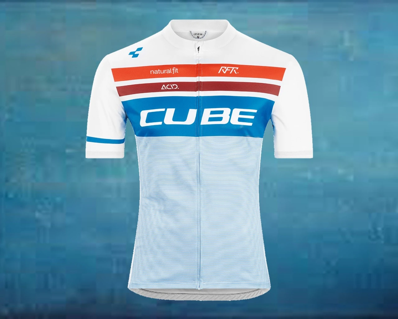 Cube Teamline Trikot Competition Kurzarm | White N Blue N Red
